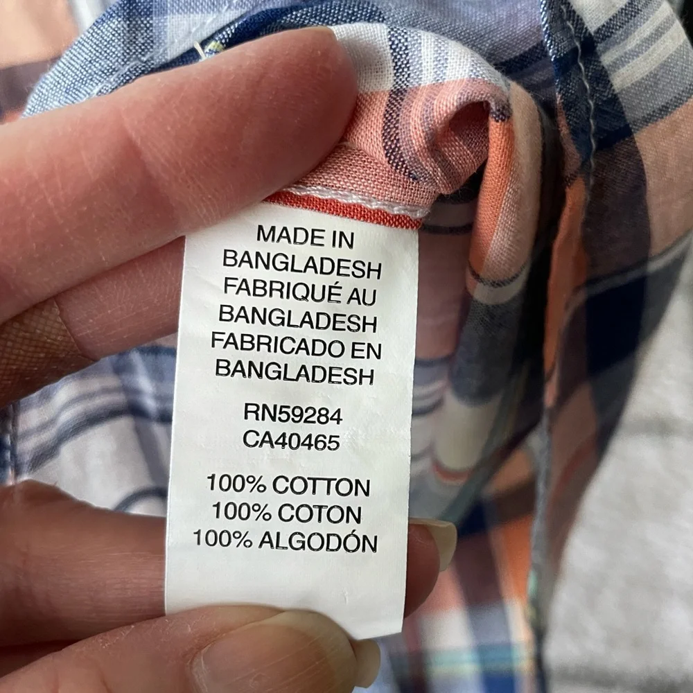 The Children’s Place Orange and Blue Plaid Buttondown Shirt